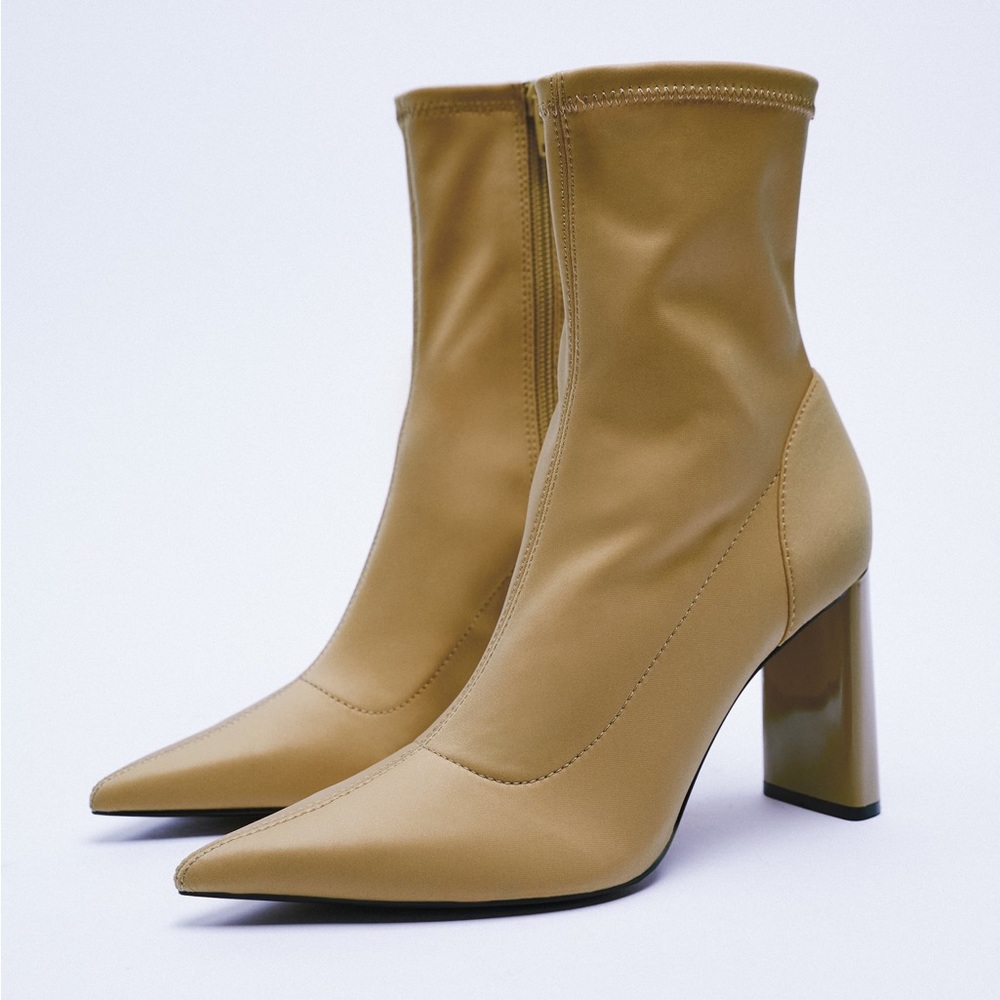 Zara STRETCH FABRIC HEELED ANKLE BOOTS Size 7½